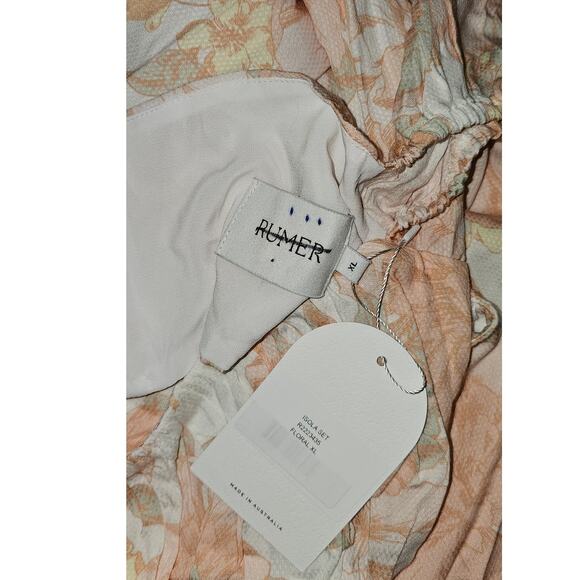 New Free People RUMER Isola Set $488 XL-US 10  Pink Floral ON/OFF THE SHOULDER - Picture 8 of 10